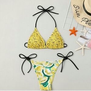 Melon Print 2-PC String Tie Bikini Swimsuit